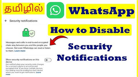 How to Disable Security Notifications in WhatsApp Tamil | VividTech