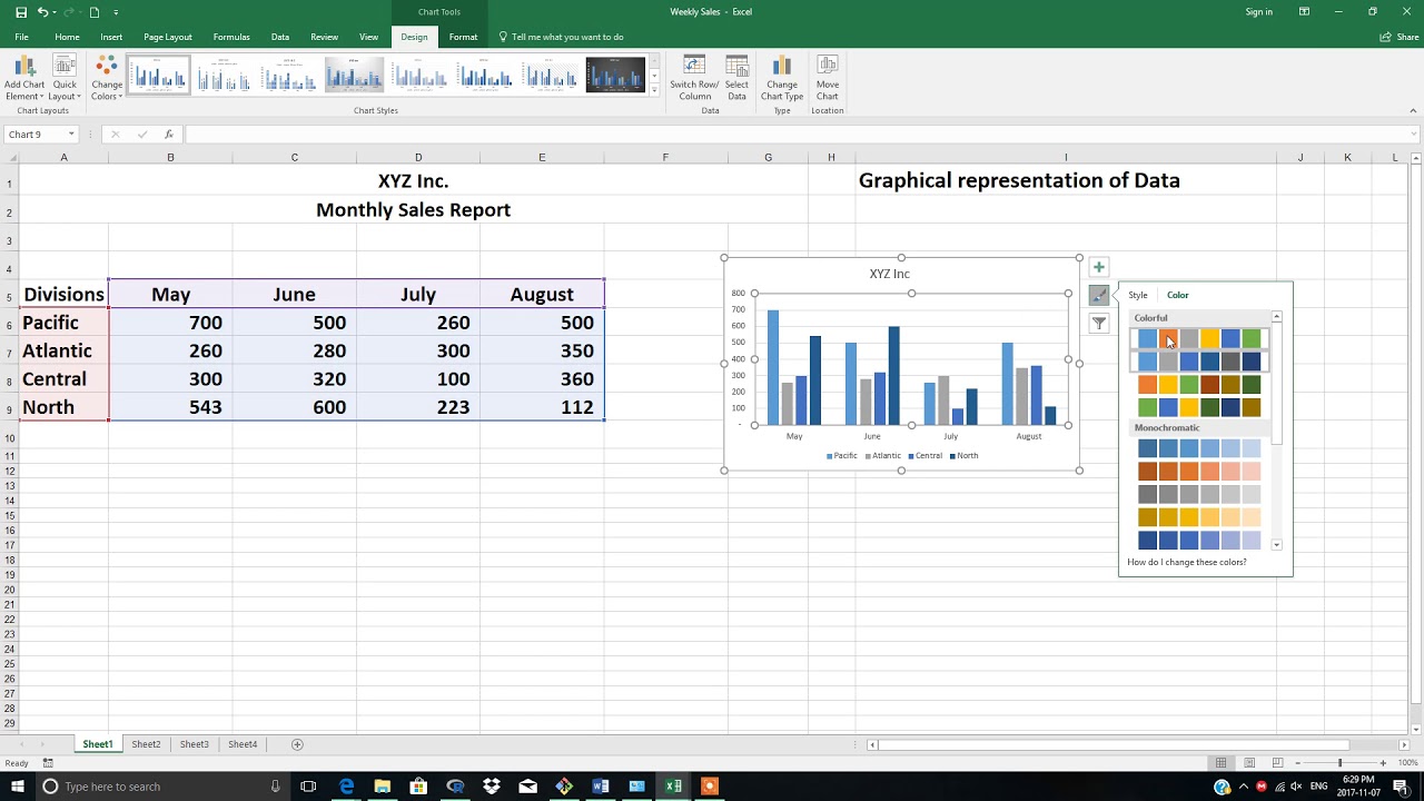 visual representation of data in a worksheet cell