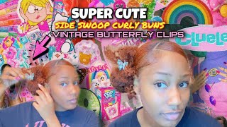 SUPER CUTE *SIDE SWOOP* CURLY BUNS! | curlscurlsofficial.com 🦋💘