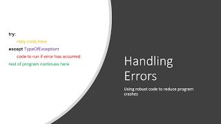 Handling Errors (Chapter 14) GCSE Computer Science AQA Content