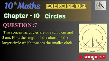 Two concentric circles are of radii 5 cm and 3 cm. Find the length of the chord, Ex- 10.2[Q:7] NCERT