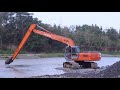 River Sand Dredging Using Long Reach Excavator By Hitachi Zaxis 210LC