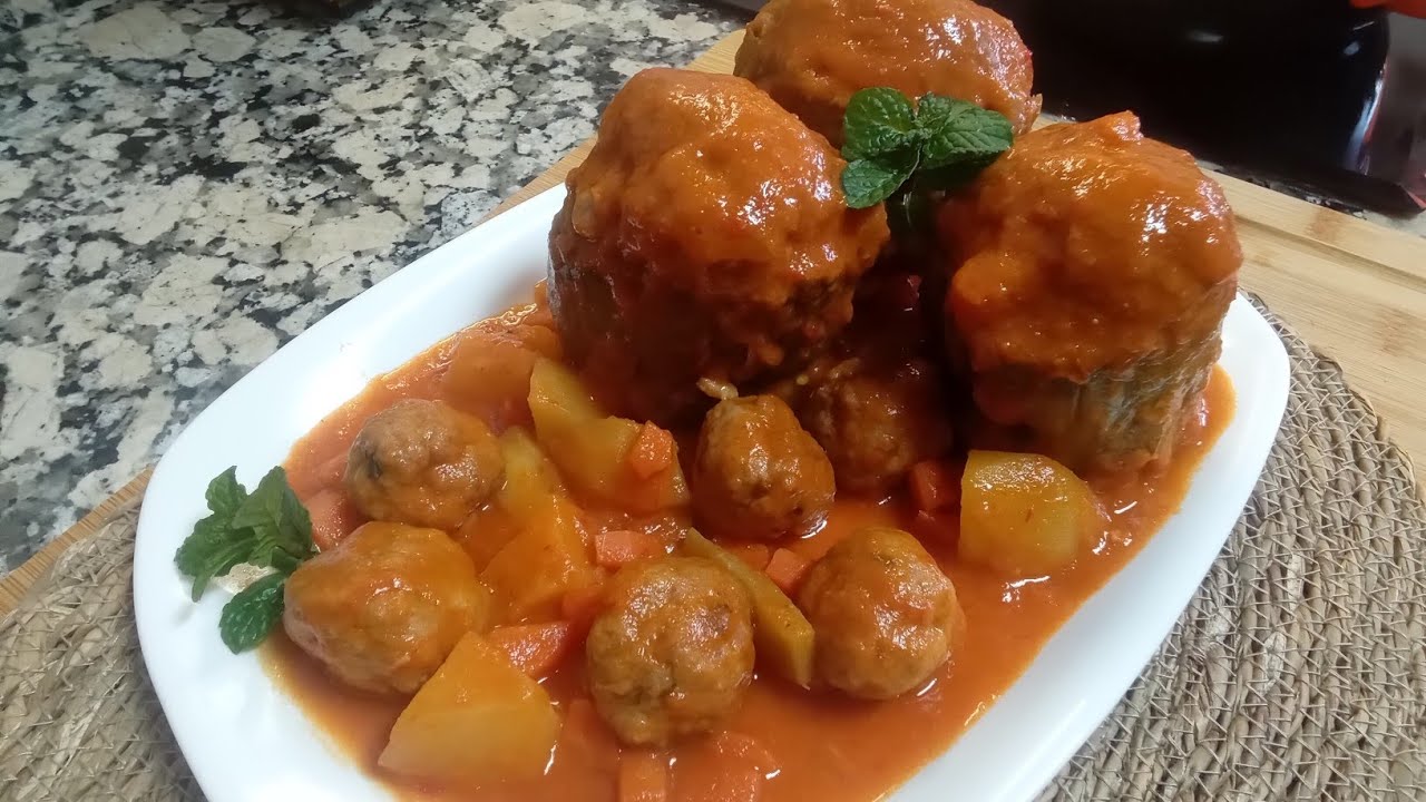ALCACHOFAS RELLENAS y ALBÓNDIGAS con una SALSA ESPECTACULAR, receta muy facil y deliciosa👌🏼