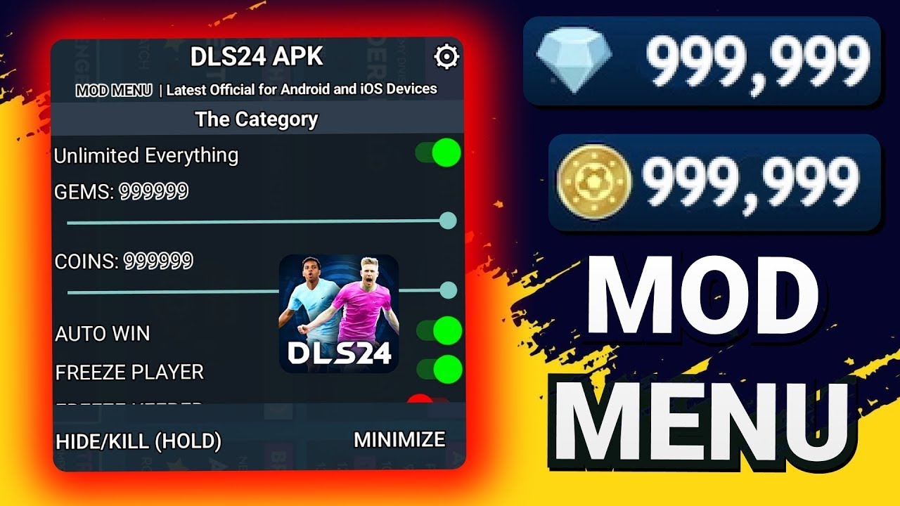 dream league soccer 2024 dls 24 mod menu unlimited diamonds coins dumb ...