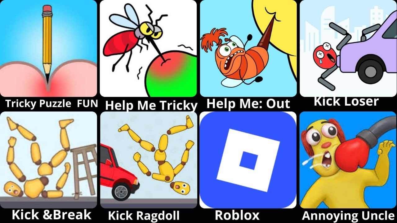 Tricky Puzzle FUN BRAIN,  Help Out Story, Help Me: Brain, Kick Loser,  Kick &Break Ragdoll,Annoing