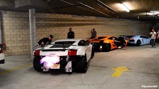 TWO RIDICULOUSLY LOUD TWIN TURBO Lamborghini Gallardo Acceleration, Flames & Revs!