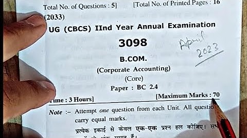 Corporate accounting questions paper bcom 2nd year 2023 || hpu || annual examination