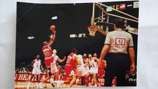 Photo I took of Micheal jordan April 20 1998 sitting on the floor with a photo press pass