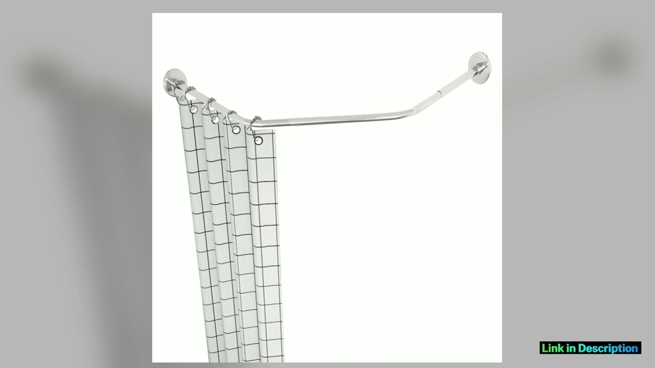 Stainless Steel Corner Shower Curtain Rail No Drilling Adjustable Telescopic Rod Shower Curtain