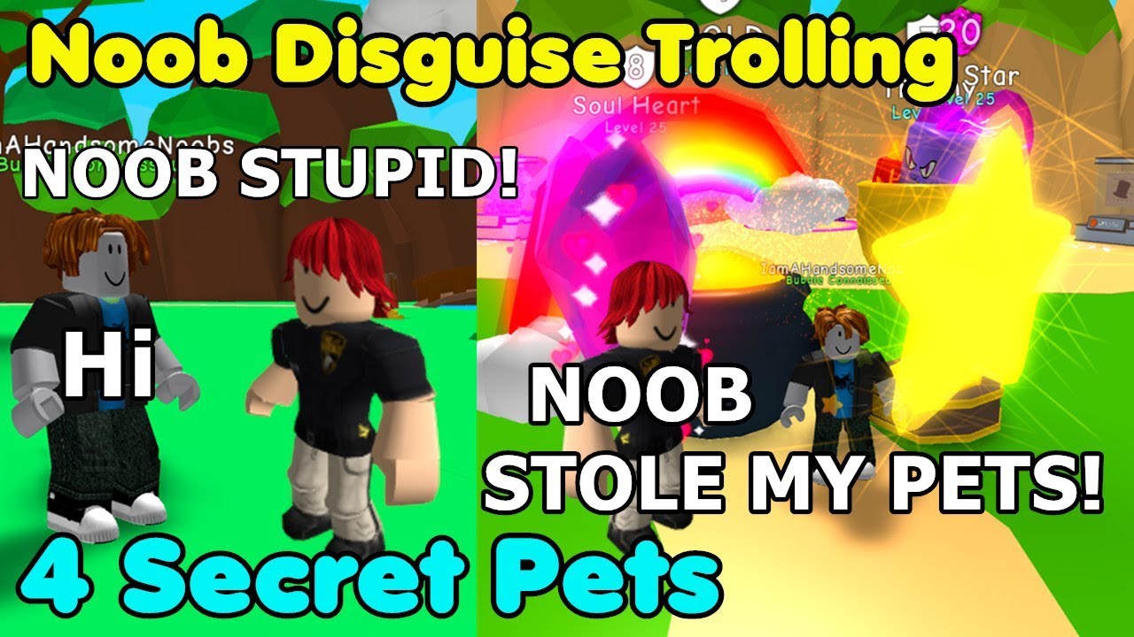 Noob Disguise Trolling With 4 Secret Pets Noob Thief - noob disguise noob to pro trolling in roblox bubblegum