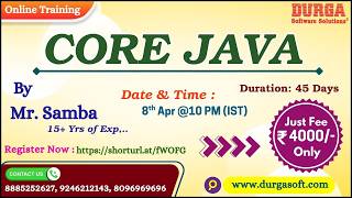CORE JAVA Online Training @ DURGASOFT
