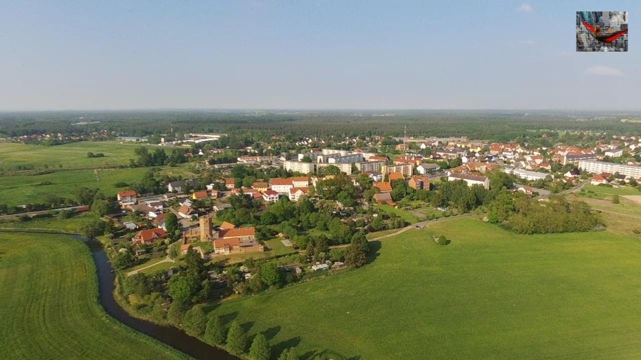 ➤ Luftaufnahme von Löcknitz (Landkreis Vorpommern-Greifswald) in Mecklenburg-Vorpommern