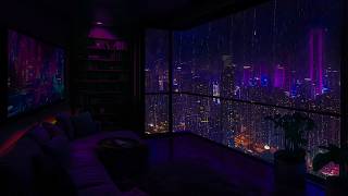 😴 Deep Sleep in Minutes 🌧️ NYC Rainy Penthouse Night 🌆 Soft Window Rain & City Lights Glow screenshot 4