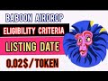 Baboon Airdrop Listing Criteria | Baboon Airdrop Listing Date | Baboon Coin Price In Pakistan