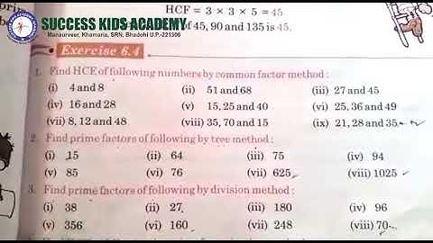 Class-4th Mathematics Exercise-6.4 - Q. 4 HCF by Prime Factorization Method By-S. P. Sir