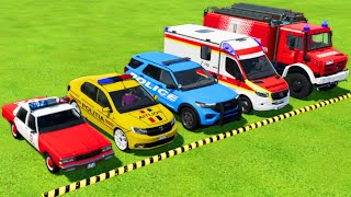 TRANSPORTING POLICE VEHICLES, AMBULANCE CAR, FIRE DEPARTMENT WITH TRUCKS ! Farming Simulator 22 by bo GAME 16,335 views 4 days ago 10 minutes, 42 seconds