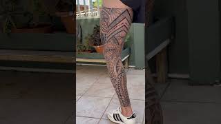 Polynesian tattoo  leg sleeve 5 sessions #tattoo #polynesiantattoo #aruba #tatuajes #silviobufalini