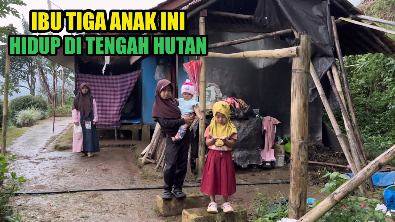 WANITA TANGGUH IBU TIGA ANAK YANG TINGGAL DI GUBUK TENGAH HUTAN DI ATAS LERENG GUNUNG