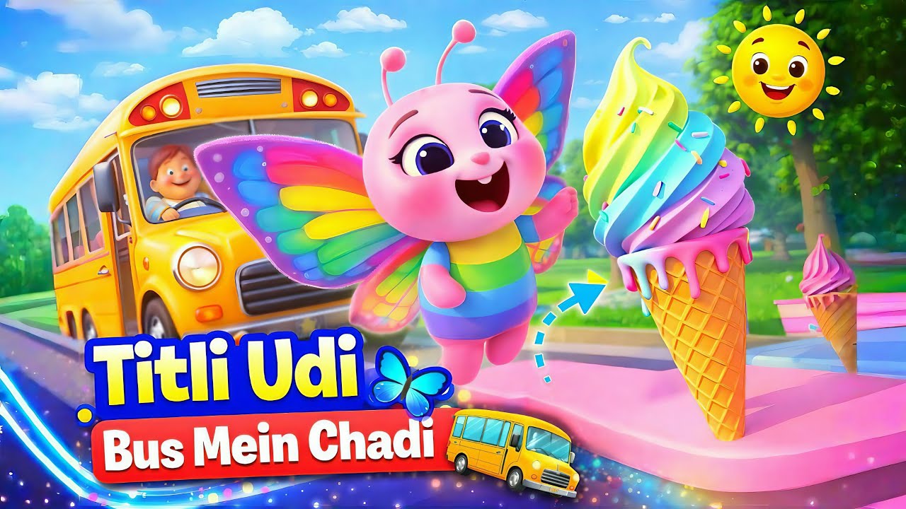 Titli Udi Bus Mein Chadi 🦋 | Fun Kids Song | Hindi Nursery Rhyme | Butterfly Adventure Song