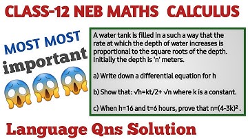 Class 12 Maths Calculus Differential Equation Language Types Questions Solution Neb Model Maths Soln