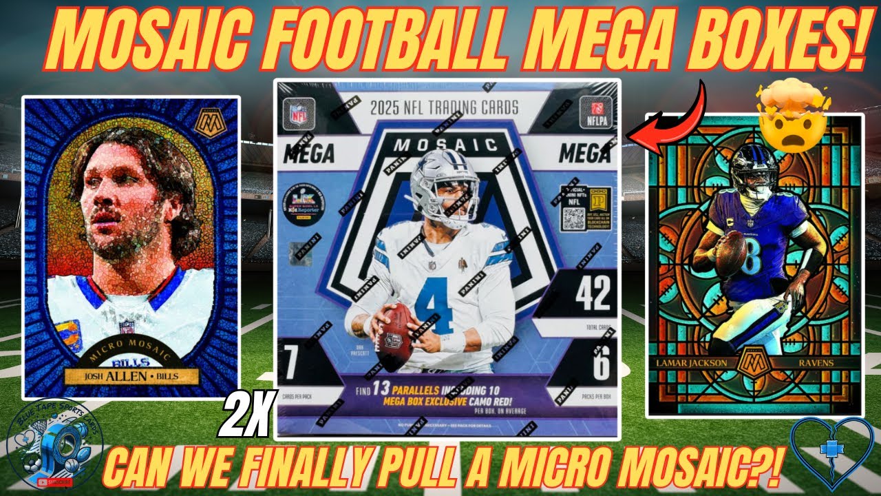 🚨INSANE 2025 Panini Mosaic Football Mega Box Rip 🔥 Stained Glass, Honeycombs & Big Hits!🚨