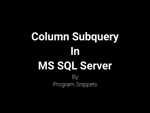 Column SubQuery in MS SQL Server