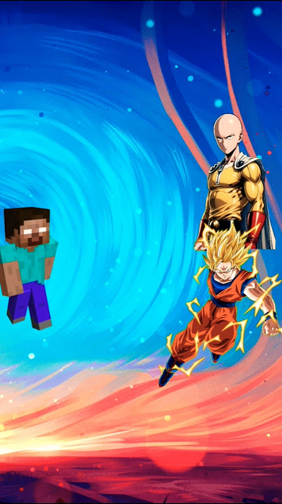 Herobrine Vs Saitama & Goku 🔥#herobrine #saitama #goku