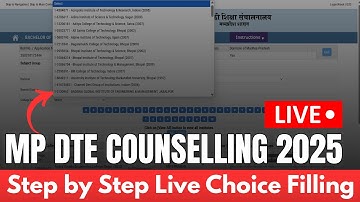 mp dte counselling 2025 live step by step choice filling procedure 🔥 | mp dte choice filling 2025 ✅