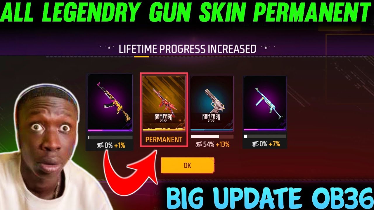 All Legendry Gun Skin 100% 🥳 Parmanent After Ob36 Updated Free Fire | Ob36 Big Updated Free Fire