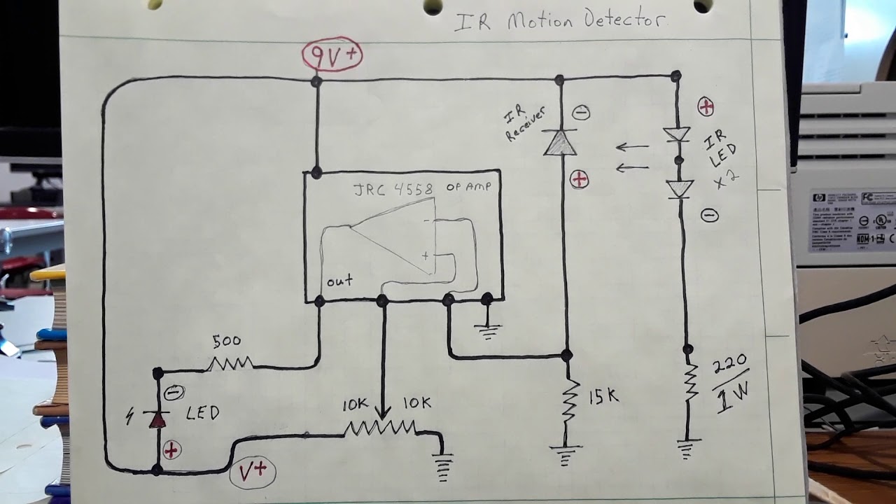 IR Motion Detector Proximity Sensor circuit diagram 1 - YouTube