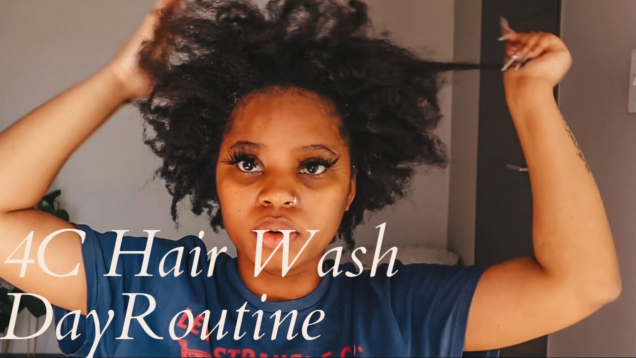 Natural 4C Hair Wash Day Routine | Shampoo, Conditioning and Detangling ...