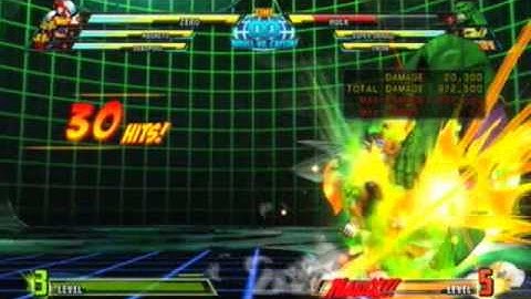 MVC3 - Damage scaling and hit stun reset (DHC trick) - Magneto and Zero 2