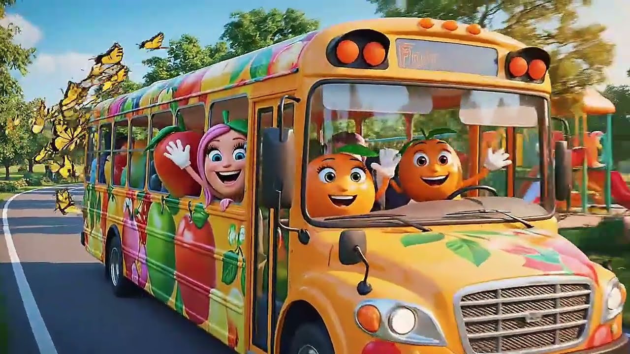 "🚍 The Wheels on the Fruit Bus | Sing Along Nursery Rhymes for Kids! 🎶🍎🍌"