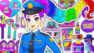 Download Lagu 🦄DIY Kertas🦄KPOP DEMON HUNTER Rumi Police Colourful Hair + Makeup + Skincare + Unbox Blind Bag Hari 1 MP3