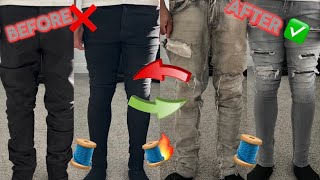 HOW TO SELF-TAPER YOUR JEANS & PANTS🔥🧵 | MAKING BAGGY JEANS SKINNY DIY