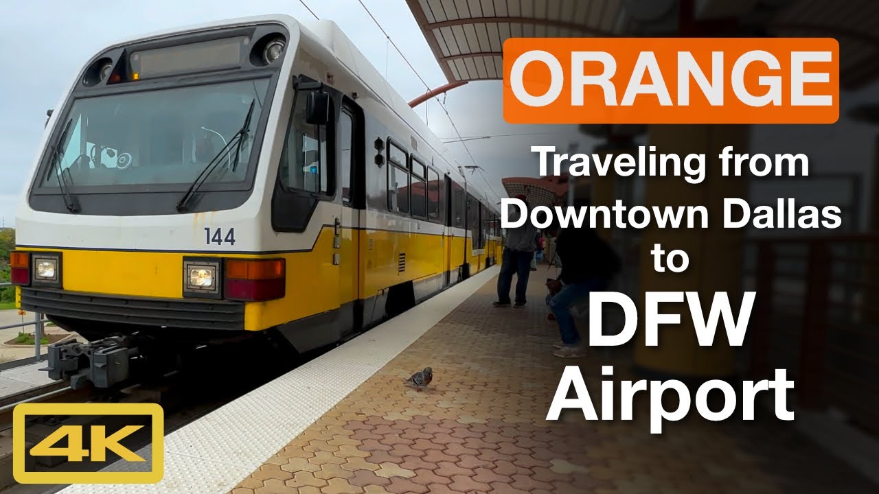 Dallas DART Orange Line, Downtown Dallas to DFW Airport Terminal A, POV Train Ride, Kinki Sharyo, 4K