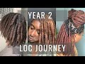 YEAR 2 OF MY LOC JOURNEY | pictures & videos of my red locs