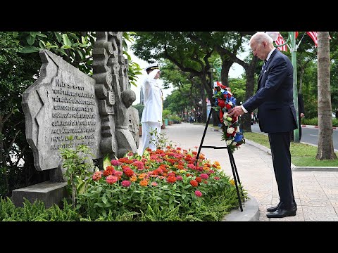 Watch: joe biden visits memorial to sen. John mccain in hanoi