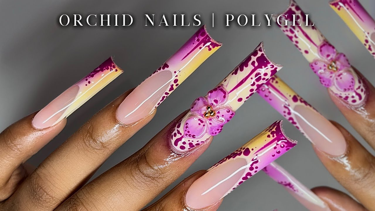 МИЛЫЕ ЛЕТНИЕ ПОЛИГЕЛЕВЫЕ НОГТИ✨ Скульптурный 3D-дизайн ногтей с цветами и орхидеями | Aura Nails