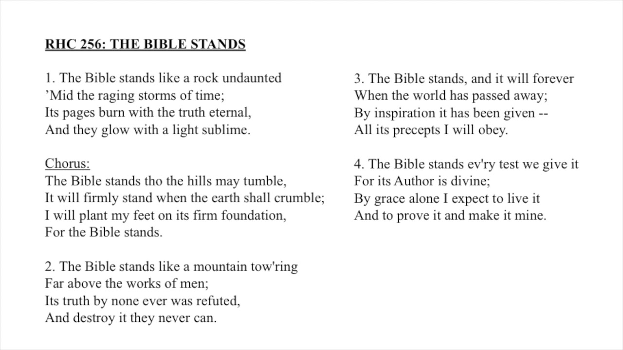 RHC 256 The Bible Stands YouTube