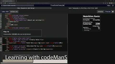 learn2code | freeCodeCamp (New) Responsive Web Design  -  Building a Nutrition Label: Step 52