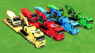 TRANSPORT OF COLORS | TRANSPORTING EXCAVATOR & MIXER TRUCK TO GARAGE ! FS22 MODS