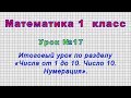 Математика 1 класс (Урок№17 - Итоговый урок по разделу «Числа от 1 до 10. Число 10. Нумерация».)