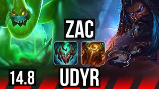 ZAC vs UDYR (TOP) | Rank 2 Zac, 2500+ games, 42k DMG | BR Challenger | 14.8