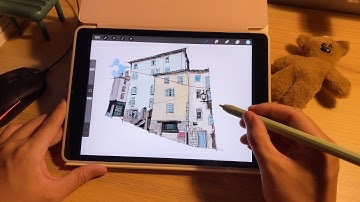The overlapping buildings in the shadows | Architectural illustrations with iPad | Procreate