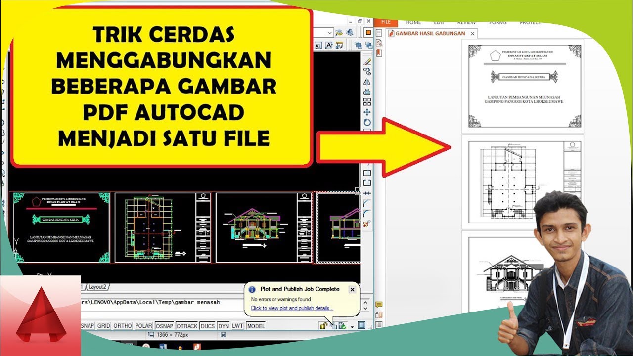 Menggabungkan Gambar Hasil Plot Print PDF Autocad Menjadi 1 File