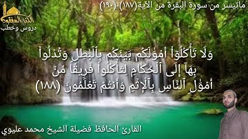 @مع القارئ الحافظ فضيلة الشيخ محمد عليوي يتلو علينا ماتيسر من سورة البقرة من الآية (١٨٧)وحتى(١٩٠)ص٢٩