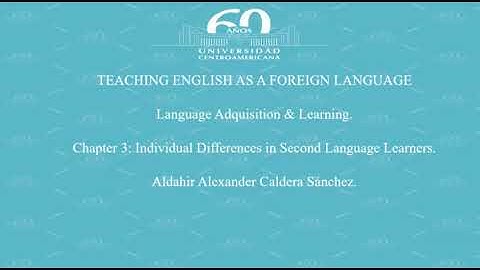 Individual Differences in Second Language Learners