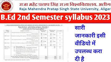 B.Ed 2nd Semester 2023 syllabus // #rajamahendrapratapsingh B.Ed 1st Year 2nd semester syllabus