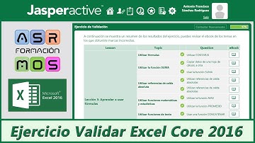 Ejercicio Validar Curso Excel Core 2016 de Jasperactive